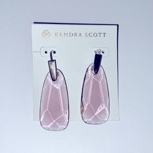 NWT Rhodium Clear Violet Glass Maize Drop Earrings